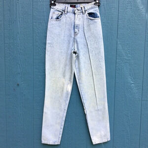 Sasson Vintage High Waisted Acid Wash Jeans Mom 7 8 Light Blue 80s Retro Pants
